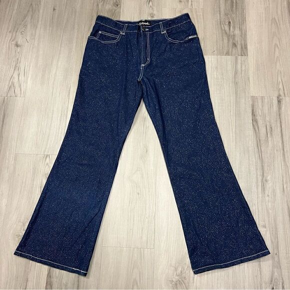 Girlfriends LA vintage y2k deadstock bootcut sparkly jeans NWOT Sz 15 stretchy - Picture 3 of 14
